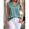 image:imageBTFBM Tank Top for Women 2026 Summer Spring Silk Satin V Neck Pleated Sleeveless Work Blouses Business Casual OutfitsAqua Blue