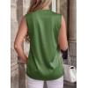 image:imageBTFBM Tank Top for Women 2026 Summer Spring Silk Satin V Neck Pleated Sleeveless Work Blouses Business Casual OutfitsArmy Green