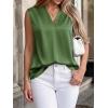 image:imageBTFBM Tank Top for Women 2026 Summer Spring Silk Satin V Neck Pleated Sleeveless Work Blouses Business Casual OutfitsArmy Green