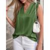 image:imageBTFBM Tank Top for Women 2026 Summer Spring Silk Satin V Neck Pleated Sleeveless Work Blouses Business Casual OutfitsArmy Green