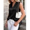 image:imageBTFBM Tank Top for Women 2026 Summer Spring Silk Satin V Neck Pleated Sleeveless Work Blouses Business Casual OutfitsBlack