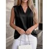 image:imageBTFBM Tank Top for Women 2026 Summer Spring Silk Satin V Neck Pleated Sleeveless Work Blouses Business Casual OutfitsBlack