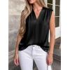 image:imageBTFBM Tank Top for Women 2026 Summer Spring Silk Satin V Neck Pleated Sleeveless Work Blouses Business Casual OutfitsBlack
