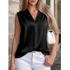 image:imageBTFBM Tank Top for Women 2026 Summer Spring Silk Satin V Neck Pleated Sleeveless Work Blouses Business Casual OutfitsBlack