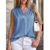 image:imageBTFBM Tank Top for Women 2026 Summer Spring Silk Satin V Neck Pleated Sleeveless Work Blouses Business Casual OutfitsBlue