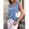 image:imageBTFBM Tank Top for Women 2026 Summer Spring Silk Satin V Neck Pleated Sleeveless Work Blouses Business Casual OutfitsBlue
