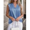 image:imageBTFBM Tank Top for Women 2026 Summer Spring Silk Satin V Neck Pleated Sleeveless Work Blouses Business Casual OutfitsBlue
