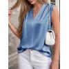 image:imageBTFBM Tank Top for Women 2026 Summer Spring Silk Satin V Neck Pleated Sleeveless Work Blouses Business Casual OutfitsBlue