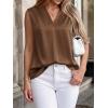 image:imageBTFBM Tank Top for Women 2026 Summer Spring Silk Satin V Neck Pleated Sleeveless Work Blouses Business Casual OutfitsBrown
