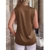 image:imageBTFBM Tank Top for Women 2026 Summer Spring Silk Satin V Neck Pleated Sleeveless Work Blouses Business Casual OutfitsBrown