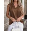 image:imageBTFBM Tank Top for Women 2026 Summer Spring Silk Satin V Neck Pleated Sleeveless Work Blouses Business Casual OutfitsBrown