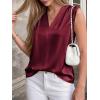 image:imageBTFBM Tank Top for Women 2026 Summer Spring Silk Satin V Neck Pleated Sleeveless Work Blouses Business Casual OutfitsBurgundy