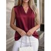 image:imageBTFBM Tank Top for Women 2026 Summer Spring Silk Satin V Neck Pleated Sleeveless Work Blouses Business Casual OutfitsBurgundy