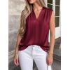 image:imageBTFBM Tank Top for Women 2026 Summer Spring Silk Satin V Neck Pleated Sleeveless Work Blouses Business Casual OutfitsBurgundy