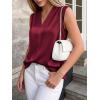 image:imageBTFBM Tank Top for Women 2026 Summer Spring Silk Satin V Neck Pleated Sleeveless Work Blouses Business Casual OutfitsBurgundy