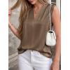 image:imageBTFBM Tank Top for Women 2026 Summer Spring Silk Satin V Neck Pleated Sleeveless Work Blouses Business Casual OutfitsCoffee Grey