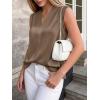 image:imageBTFBM Tank Top for Women 2026 Summer Spring Silk Satin V Neck Pleated Sleeveless Work Blouses Business Casual OutfitsCoffee Grey