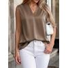 image:imageBTFBM Tank Top for Women 2026 Summer Spring Silk Satin V Neck Pleated Sleeveless Work Blouses Business Casual OutfitsCoffee Grey