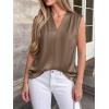 image:imageBTFBM Tank Top for Women 2026 Summer Spring Silk Satin V Neck Pleated Sleeveless Work Blouses Business Casual OutfitsCoffee Grey