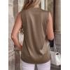 image:imageBTFBM Tank Top for Women 2026 Summer Spring Silk Satin V Neck Pleated Sleeveless Work Blouses Business Casual OutfitsCoffee Grey