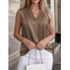 image:imageBTFBM Tank Top for Women 2026 Summer Spring Silk Satin V Neck Pleated Sleeveless Work Blouses Business Casual OutfitsCoffee Grey
