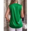 image:imageBTFBM Tank Top for Women 2026 Summer Spring Silk Satin V Neck Pleated Sleeveless Work Blouses Business Casual OutfitsGreen