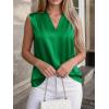 image:imageBTFBM Tank Top for Women 2026 Summer Spring Silk Satin V Neck Pleated Sleeveless Work Blouses Business Casual OutfitsGreen