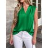 image:imageBTFBM Tank Top for Women 2026 Summer Spring Silk Satin V Neck Pleated Sleeveless Work Blouses Business Casual OutfitsGreen
