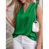 image:imageBTFBM Tank Top for Women 2026 Summer Spring Silk Satin V Neck Pleated Sleeveless Work Blouses Business Casual OutfitsGreen
