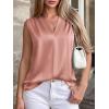 image:imageBTFBM Tank Top for Women 2026 Summer Spring Silk Satin V Neck Pleated Sleeveless Work Blouses Business Casual OutfitsGrey Pink