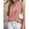 image:imageBTFBM Tank Top for Women 2026 Summer Spring Silk Satin V Neck Pleated Sleeveless Work Blouses Business Casual OutfitsGrey Pink