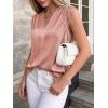 image:imageBTFBM Tank Top for Women 2026 Summer Spring Silk Satin V Neck Pleated Sleeveless Work Blouses Business Casual OutfitsGrey Pink