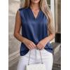 image:imageBTFBM Tank Top for Women 2026 Summer Spring Silk Satin V Neck Pleated Sleeveless Work Blouses Business Casual OutfitsNavy