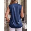 image:imageBTFBM Tank Top for Women 2026 Summer Spring Silk Satin V Neck Pleated Sleeveless Work Blouses Business Casual OutfitsNavy