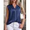 image:imageBTFBM Tank Top for Women 2026 Summer Spring Silk Satin V Neck Pleated Sleeveless Work Blouses Business Casual OutfitsNavy