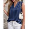 image:imageBTFBM Tank Top for Women 2026 Summer Spring Silk Satin V Neck Pleated Sleeveless Work Blouses Business Casual OutfitsNavy