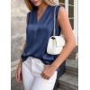 image:imageBTFBM Tank Top for Women 2026 Summer Spring Silk Satin V Neck Pleated Sleeveless Work Blouses Business Casual OutfitsNavy