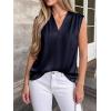 image:imageBTFBM Tank Top for Women 2026 Summer Spring Silk Satin V Neck Pleated Sleeveless Work Blouses Business Casual OutfitsNavy Blue