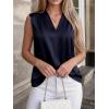 image:imageBTFBM Tank Top for Women 2026 Summer Spring Silk Satin V Neck Pleated Sleeveless Work Blouses Business Casual OutfitsNavy Blue