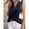 image:imageBTFBM Tank Top for Women 2026 Summer Spring Silk Satin V Neck Pleated Sleeveless Work Blouses Business Casual OutfitsNavy Blue