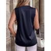 image:imageBTFBM Tank Top for Women 2026 Summer Spring Silk Satin V Neck Pleated Sleeveless Work Blouses Business Casual OutfitsNavy Blue