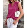 image:imageBTFBM Tank Top for Women 2026 Summer Spring Silk Satin V Neck Pleated Sleeveless Work Blouses Business Casual OutfitsRose Purple