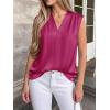 image:imageBTFBM Tank Top for Women 2026 Summer Spring Silk Satin V Neck Pleated Sleeveless Work Blouses Business Casual OutfitsRose Purple