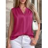 image:imageBTFBM Tank Top for Women 2026 Summer Spring Silk Satin V Neck Pleated Sleeveless Work Blouses Business Casual OutfitsRose Purple