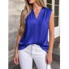 image:imageBTFBM Tank Top for Women 2026 Summer Spring Silk Satin V Neck Pleated Sleeveless Work Blouses Business Casual OutfitsRoyal Blue