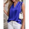 image:imageBTFBM Tank Top for Women 2026 Summer Spring Silk Satin V Neck Pleated Sleeveless Work Blouses Business Casual OutfitsRoyal Blue