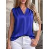 image:imageBTFBM Tank Top for Women 2026 Summer Spring Silk Satin V Neck Pleated Sleeveless Work Blouses Business Casual OutfitsRoyal Blue