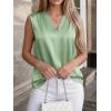 image:imageBTFBM Tank Top for Women 2026 Summer Spring Silk Satin V Neck Pleated Sleeveless Work Blouses Business Casual OutfitsSage Green