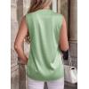 image:imageBTFBM Tank Top for Women 2026 Summer Spring Silk Satin V Neck Pleated Sleeveless Work Blouses Business Casual OutfitsSage Green