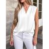 image:imageBTFBM Tank Top for Women 2026 Summer Spring Silk Satin V Neck Pleated Sleeveless Work Blouses Business Casual OutfitsWhite